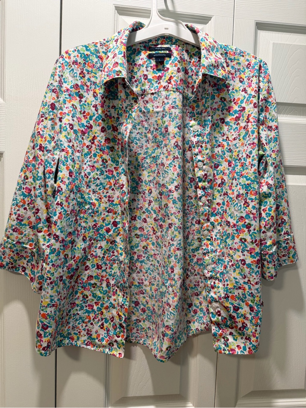 Westbound Floral Button-Front collar shirt in White Multi